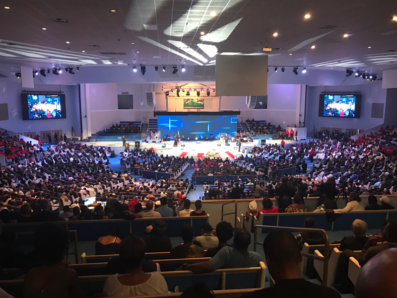 As many as 8,000 people attended services for Dick Gregory Saturday at City of Praise Family Ministries in Landover, Md. (Hamil R. Harris)